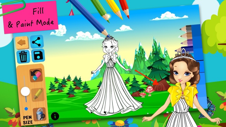 Princess fairy tale coloring pages for girls