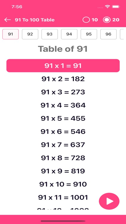 Tables 1 to 100 offline