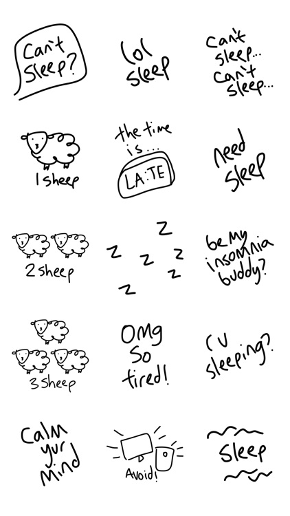 Insomnia sticker, sheep love stickers for iMessage