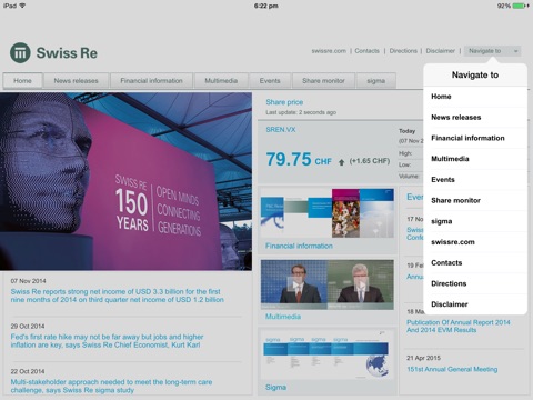 Swiss Re Investor Relations - Media Relations App screenshot 3