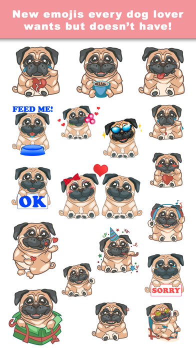 PugLoveMoji - Stickers & Keyboard For Pugs Screenshot 1