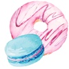 Donuts and Macaroons Watercolor Dessert Stickers