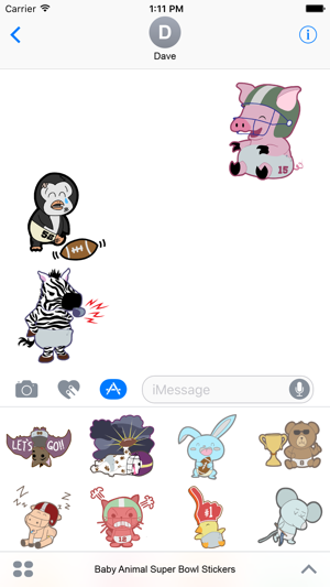 Baby Animal Super Bowl Stickers
