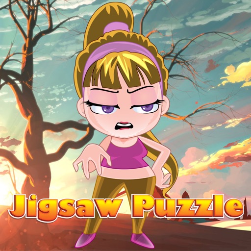 cute little girls puzzle jigsaw games Icon