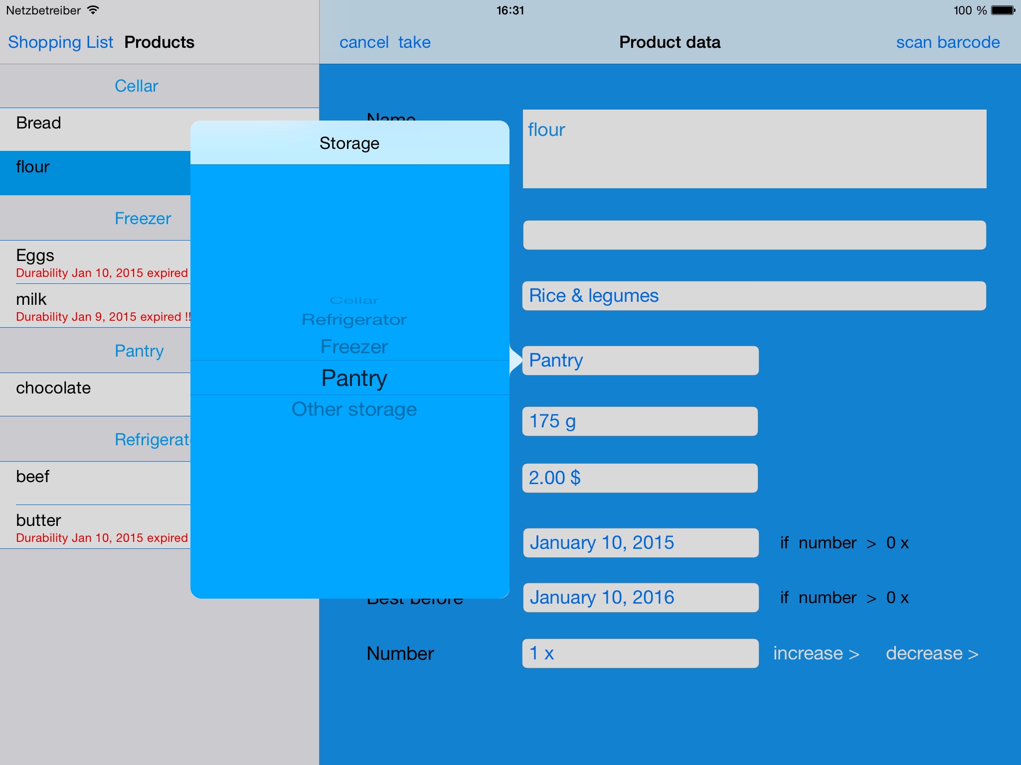 Vorräte(Tablet) screenshot 3