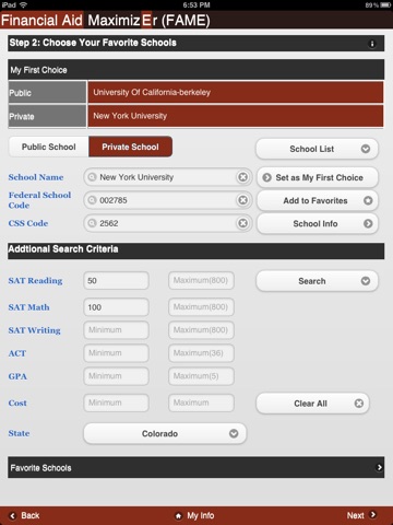 FAME Financial Aid MaximizEr screenshot 2