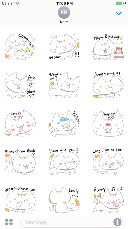 Dylan The Funny White Cat English Stickers