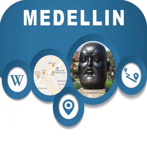 Medellin Colombia Offline City Map Navigation iOS App