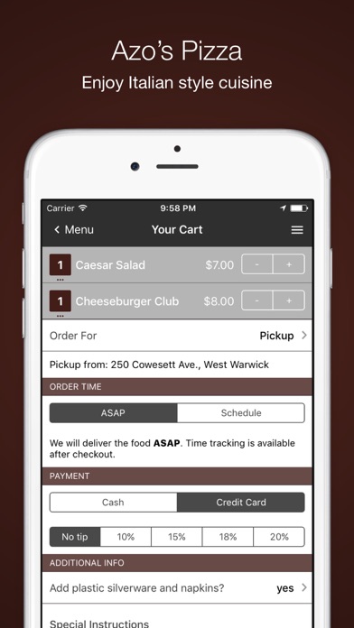 How to cancel & delete Azo's Pizza Order Online from iphone & ipad 4