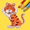 Tiger Coloring Page Game For Childrens