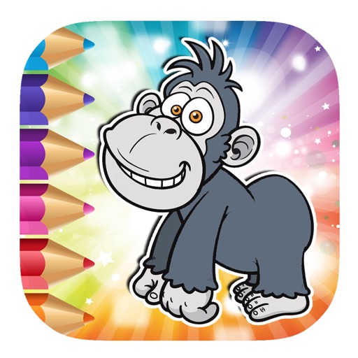 Coloring Page Gorilla Game Educational Icon