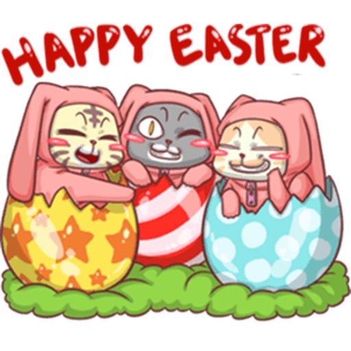 Happy Easter with CatRabbit Sticker