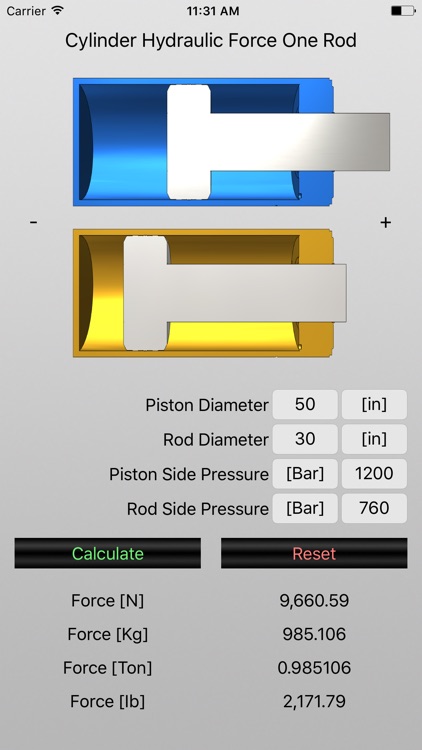 Hydraulic Cylinder Force One Rod screenshot-4