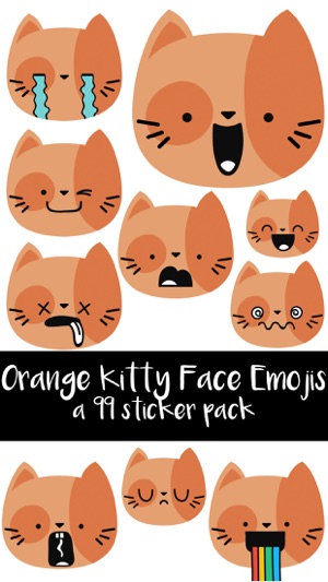 Orange Kitty Cat Face Emojis Sticker Pack(圖1)-速報App