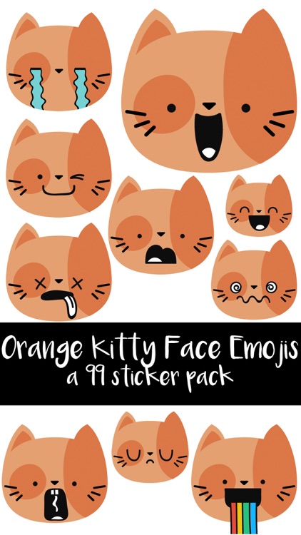 Orange Kitty Cat Face Emojis Sticker Pack