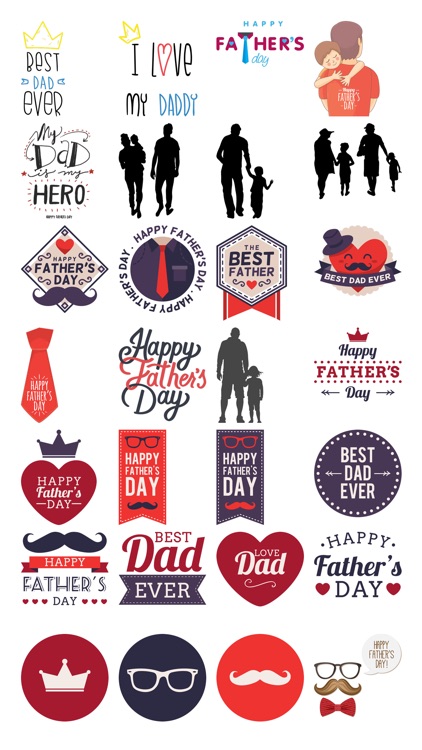 Father’s Day Stickers #1-Illustrated and Photo Art