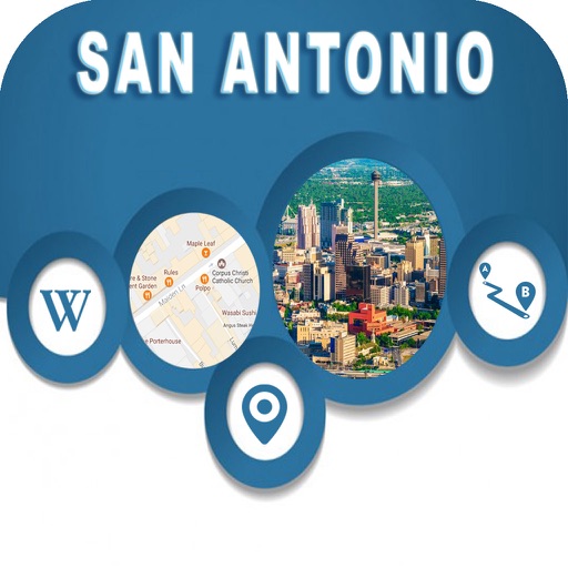 San Antonio Texas Offline City Map with Navigation icon