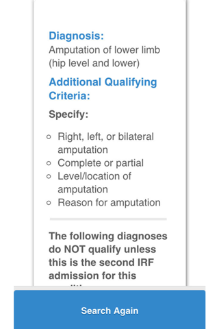 60% Rule Qualifying Diagnoses screenshot 3