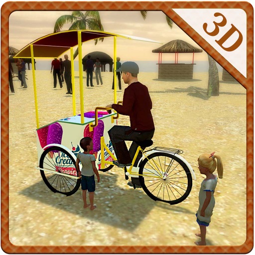 Beach Ice Cream Delivery Bike & Rider Sim Game Icon