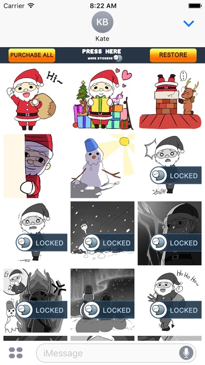 Merry Christmas Cartoon Stickers for iMessage Free