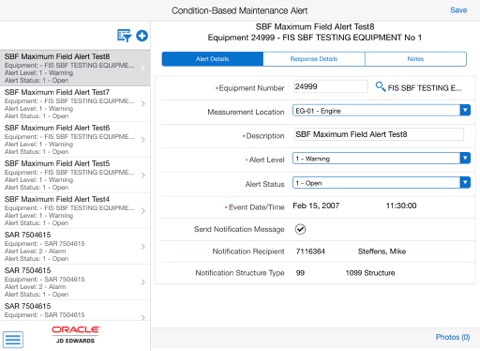 Condition Based Maintenance Tablet for JDE E1 screenshot 2