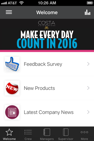Costa Ent Employee App - náhled