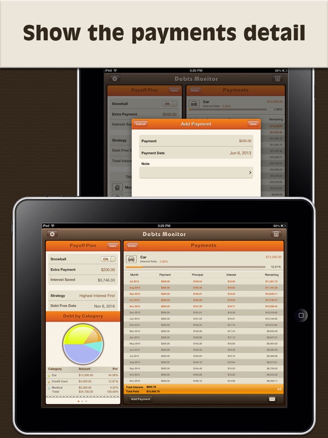 Debts Monitor Pro for iPad-Debt Tracker & Reminder(圖2)-速報App