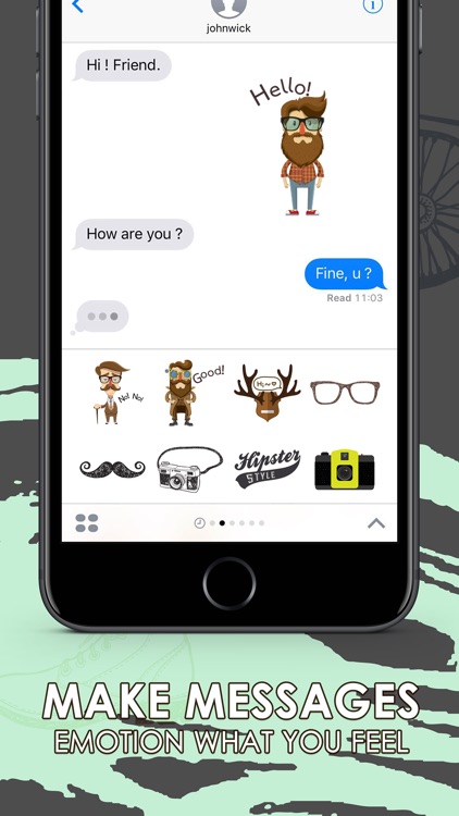 Hipster Stickers Style & Emoji Keyboard Themes