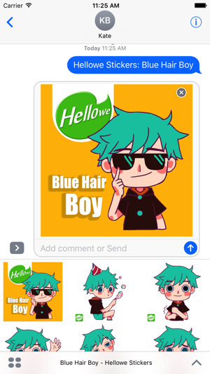 Hellowe表情貼紙: Blue Hair Boy(圖1)-速報App