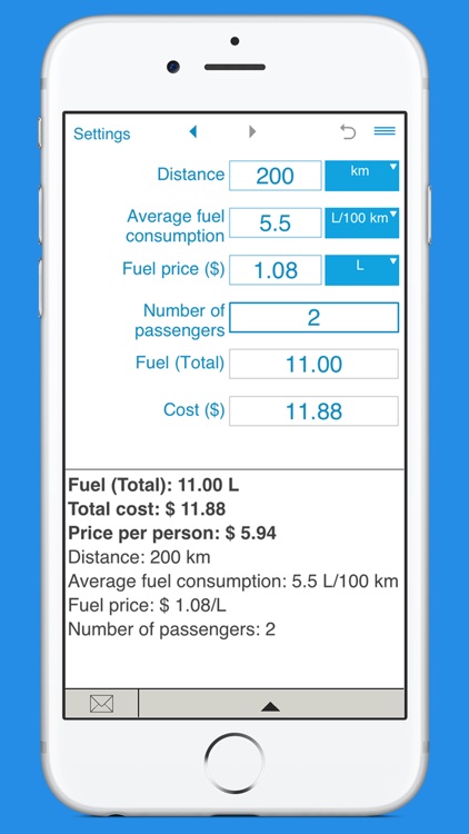 Trip fuel cost calculator