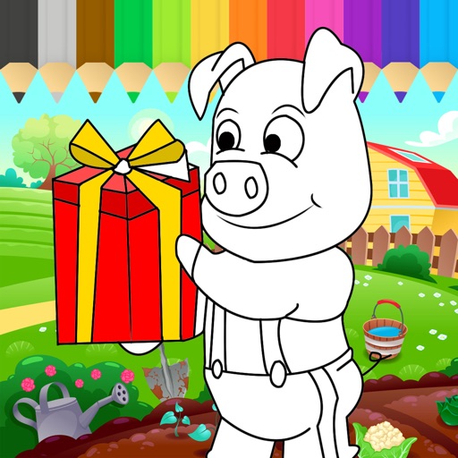 Family Farm Papa Pig Coloring Book Icon