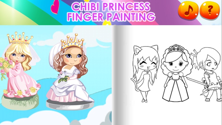 Coloring pages Chibi Princess Finger Painting book