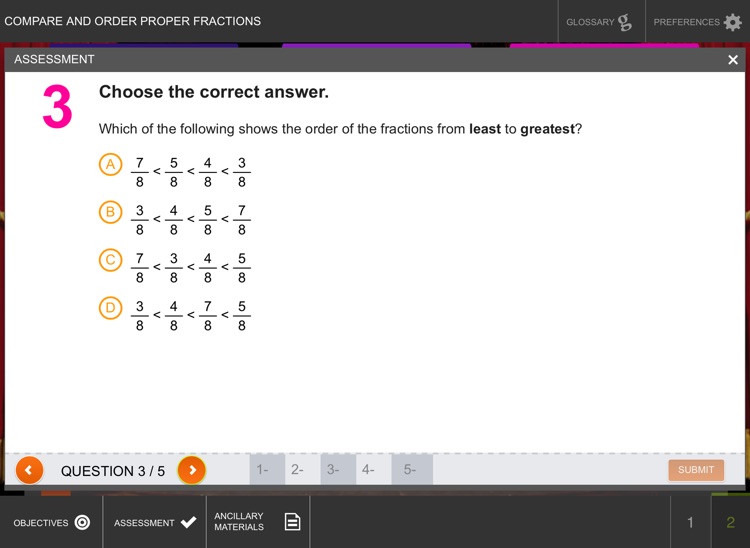 Compare and Order Proper Fractions screenshot-4