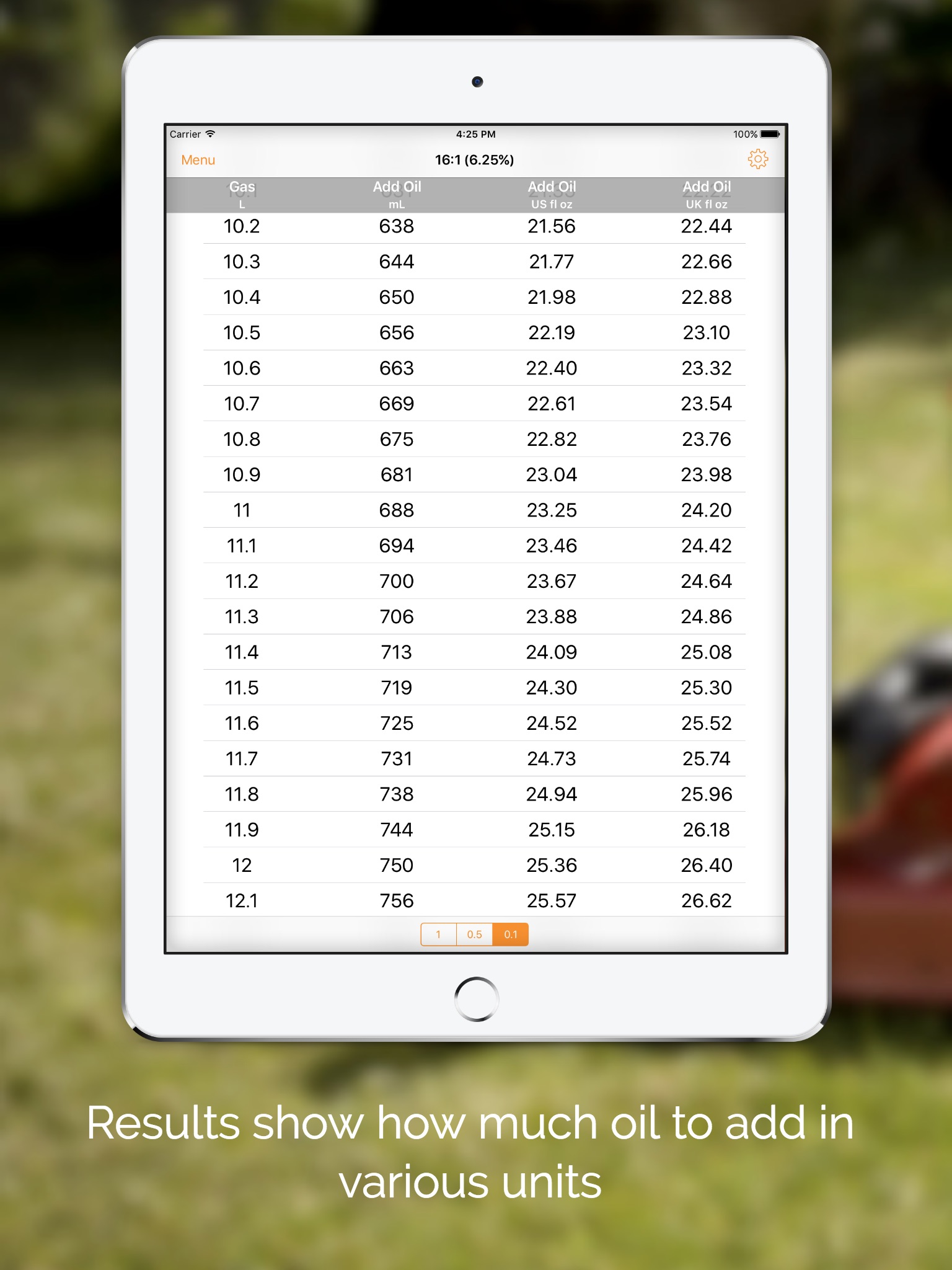Premix Gas Ratios - Oil and Gas Mix for Two-Stroke screenshot 4