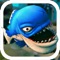 Hunt other fish and sea creatures, fish and fight into larger beasts