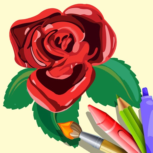 Coloring Page Game Roses For Children Version Icon