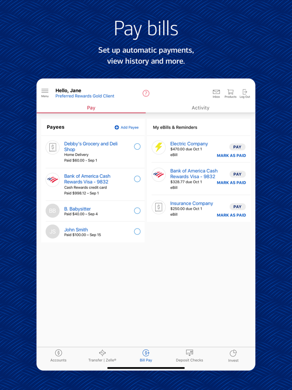 Bank of America Mobile Banking Ipad images
