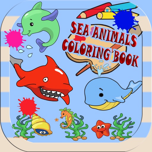 Sea Animals Coloring Book Kids Icon