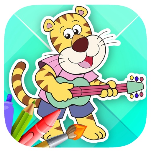 Children Coloring Book Animal Band Game Free Icon