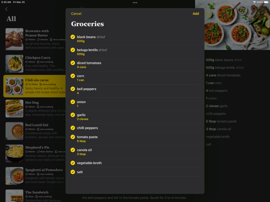 Mela - Recipe Manager iPad captures décran