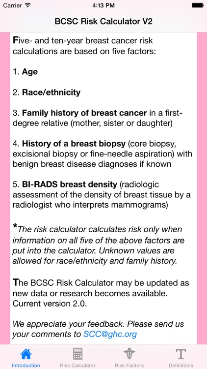 BCSC Risk Calculator