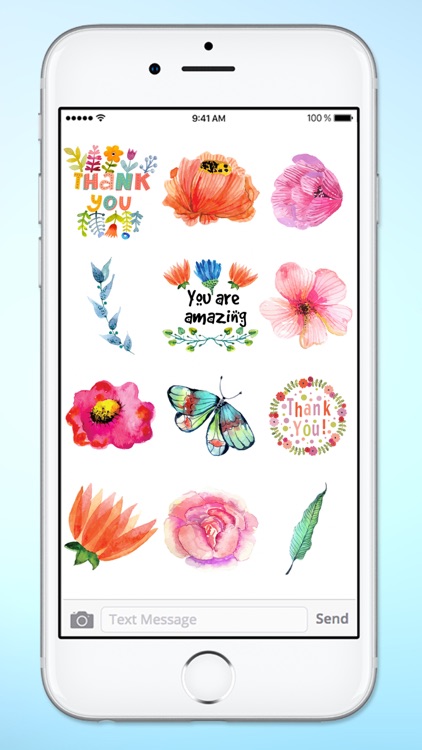 Thank You So Much Watercolor Flowers Sticker Pack