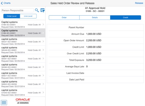 Sales Held Order Release JDEE1 screenshot 2