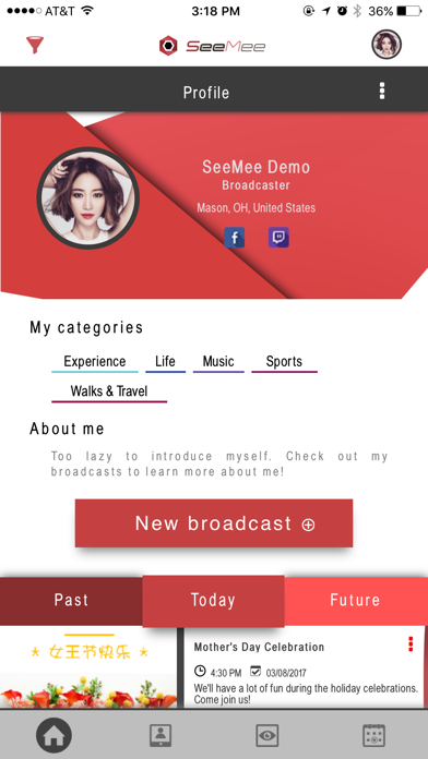 SeeMee - THE Schedule for Live Video Streaming screenshot 3