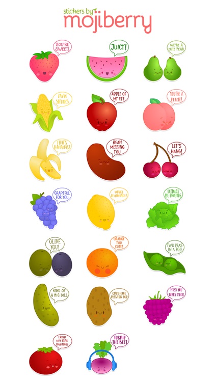 Fruit and Veggie Stickers by Mojiberry