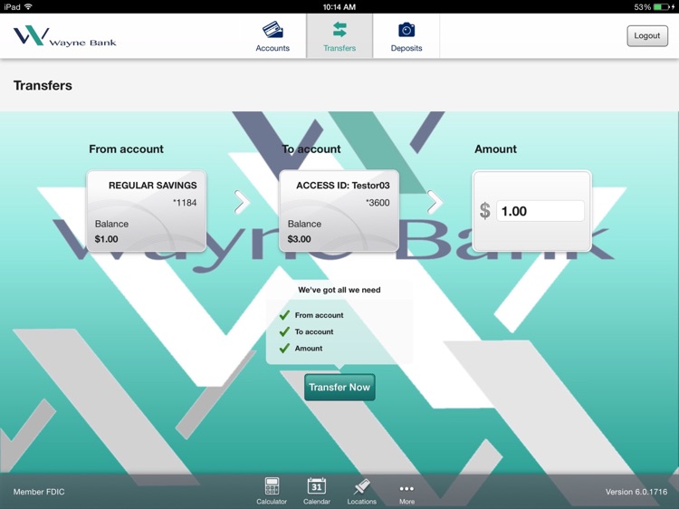 Wayne Bank and Trust Electronic Banking for iPad screenshot-3