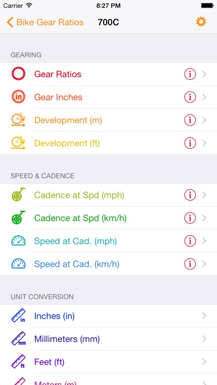 Bike Gear Ratios - Calc Speed,Cadence,Development