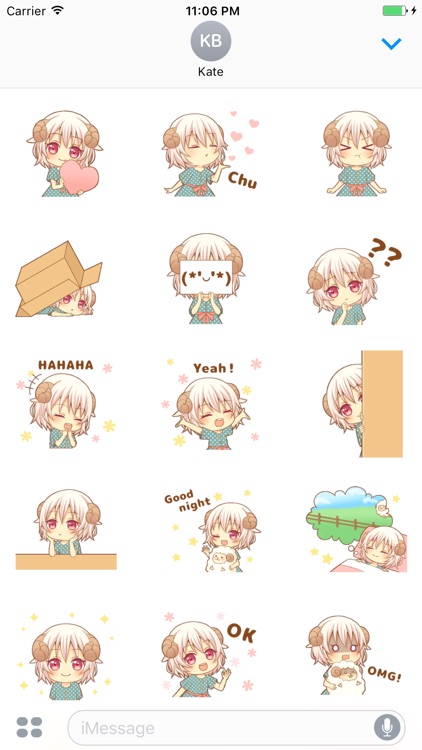 Emily The Cute Sheep Girl Animated Stickers