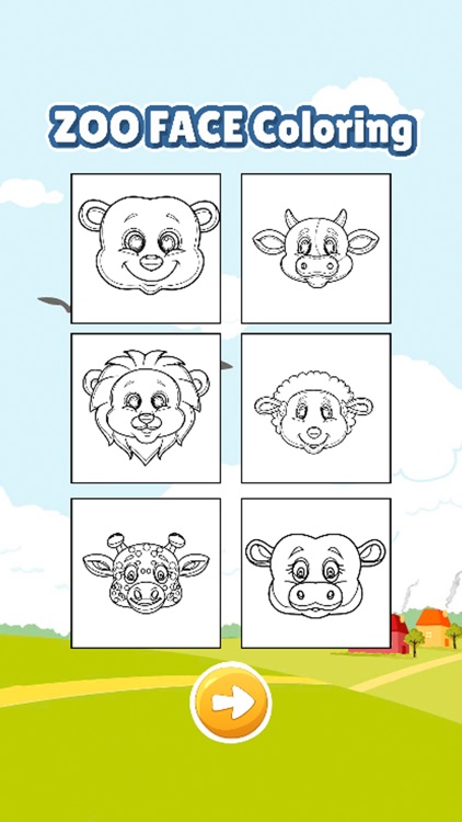 Zoo animal face coloring book for kids games