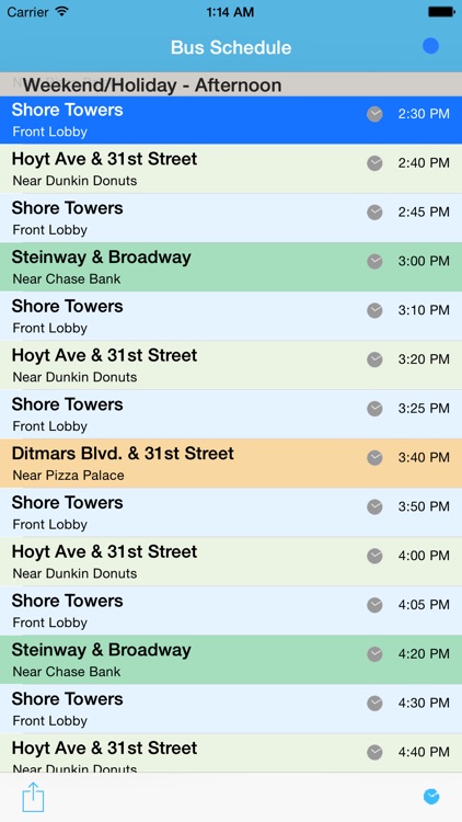 Shore Towers Bus Schedule